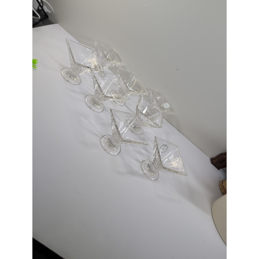 Set of 8 Crystal Clear Square Pyramid Shaped Footed SHERBERT DISH‎ 3"SQ x 2.5"H